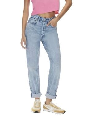 Denim Forum Light Blue Boyfriend High Rise Loose Jeans Sz 31